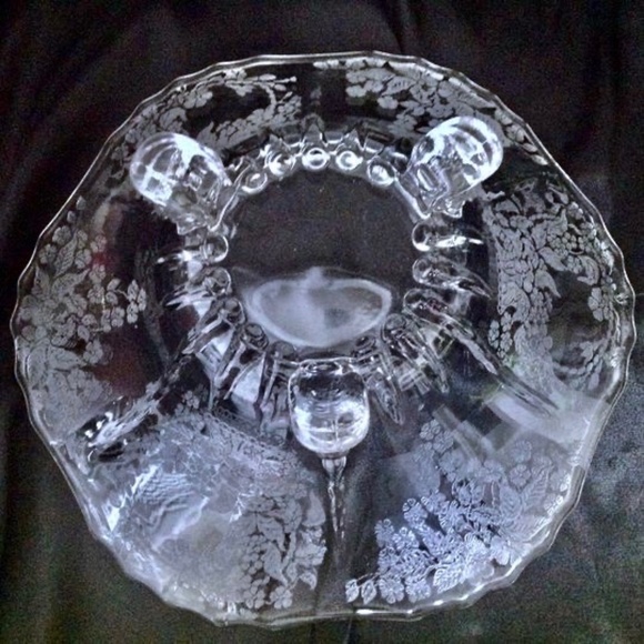 💲SALE💲Vintage New Martinsville Large Meadow Wreath Etched Clear Crystal Bowl - Picture 5 of 6